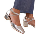 Silver - Side - Where's That From Womens-Ladies Peru Crossover Strap Low Block Heel Sandals