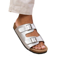 Silver - Front - Where's That From Womens-Ladies Willow PU Double Strap Buckle Flat Sandals