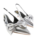 Silver - Back - Where's That From Womens-Ladies Santorini Bow Kitten Heel Wide Kitten Heel Sandals