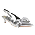 Silver - Front - Where's That From Womens-Ladies Santorini Bow Kitten Heel Wide Kitten Heel Sandals