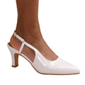 White - Front - Where's That From Womens-Ladies Milos Pointed Patent Leather Sling Back Low Heel Sandals