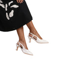 White - Side - Where's That From Womens-Ladies Milos Pointed Patent Leather Sling Back Low Heel Sandals