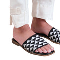 Black-White - Back - Where's That From Womens-Ladies Sycamore Textured Single Strap Flat Sandals