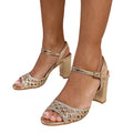 Gold - Front - Where's That From Womens-Ladies Cuba Plaited Medium Block Heel Sandals