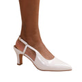 White - Front - Where's That From Womens-Ladies Milos Patent Leather Sling Back Wide Low Heel Sandals