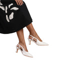 White - Back - Where's That From Womens-Ladies Milos Patent Leather Sling Back Wide Low Heel Sandals