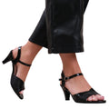 Black - Side - Where's That From Womens-Ladies Stormi Buckle Wide Low Heel Sandals