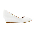 White - Front - Where's That From Womens-Ladies Kieran PU Wide Platform Low Wedge Court Shoes