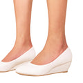 White - Back - Where's That From Womens-Ladies Kieran PU Wide Platform Low Wedge Court Shoes