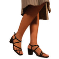 Black - Back - Where's That From Womens-Ladies Sidra Faux Leather Crossover Strap Medium Block Heel Sandals