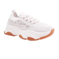 Beige - Back - Where's That From Womens-Ladies Whisper Diamante Knitted Trainers