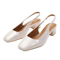 Cream - Front - Where's That From Womens-Ladies Michigan Patent Leather Sling Back Low Block Heel Sandals