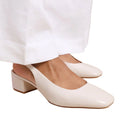 Cream - Back - Where's That From Womens-Ladies Michigan Patent Leather Sling Back Low Block Heel Sandals