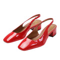 Red - Front - Where's That From Womens-Ladies Michigan Patent Leather Sling Back Low Block Heel Sandals