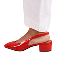 Red - Side - Where's That From Womens-Ladies Michigan Patent Leather Sling Back Low Block Heel Sandals