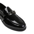 Black Patent - Back - Where's That From Womens-Ladies Monaco Metal Detail Wide Loafers