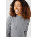 Grey Marl - Side - Maine Womens-Ladies Cable Soft Turtle Neck Jumper