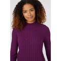 Dark Plum - Side - Maine Womens-Ladies Cable Soft Turtle Neck Jumper