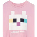 Pink-White - Side - Minecraft Girls Cat Twisted Knot Front T-Shirt