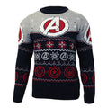 Navy-Grey-Red - Front - Avengers Womens-Ladies Logo Knitted Christmas Jumper