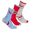 Blue-Grey - Front - Womens-Ladies Cotton Rich Festive Socks (3 Pairs)