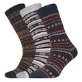 Navy-Grey - Front - Womens-Ladies Nordic Wellington Socks (Pack Of 3)