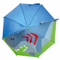Green-Blue - Back - Drizzles Childrens-Kids 3D Shark Umbrella