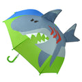 Green-Blue - Front - Drizzles Childrens-Kids 3D Shark Umbrella